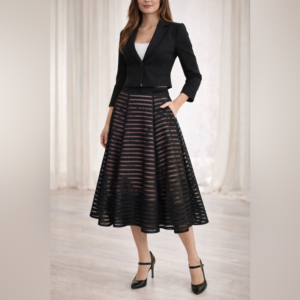 Le Chateau - Long Fit & Flare Blk/pink Underlay - 4